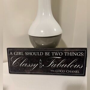Coco Chanel Quote Sign - Black and White